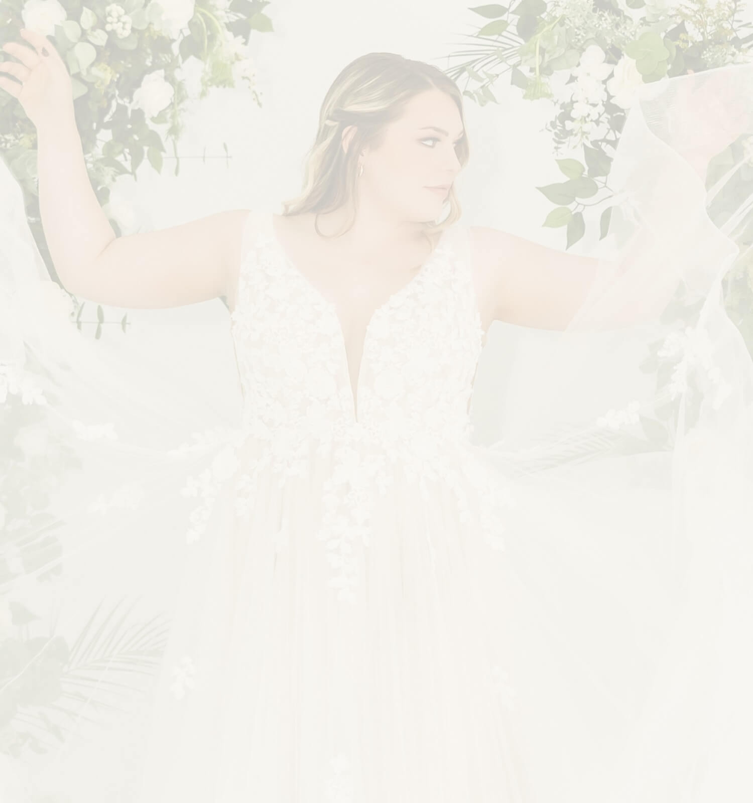 Model wearing a bridal dress. Mobile image